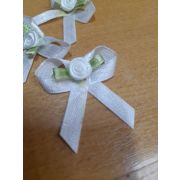 Бантик  с розочкой белый 4см