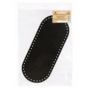 Донце для вязаной сумки овальное 31*13см. натуральная кожа черная