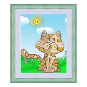 Рисунок «Кот на солнышке» на ткани для вышивания бисером 21*17см