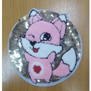 Нашивка «Лисенок»  в круге с пайетками18,0*18,0см