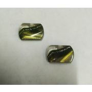 Пуговицы1469 10*16мм зеленый полоска блеск