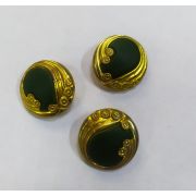 Пуговицы1566 24мм зеленый золотой узор