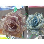 Роза брошь12см из органзы золоченый край