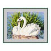 Рисунок «Пара лебедей» на ткани для вышивания бисером 30*22,5см